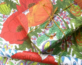 Papier cadeau, Papier cadeau recyclé, Papier cadeau coquelicot, Papier coquelicot, Papier cadeau bohème, Anniversaire floral bohème, Papier coquelicot