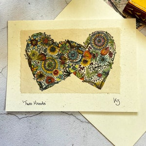 Carte coeur d'amour, carte coeur d'amour faite main, coeurs d'amour bohèmes, carte petite amie femme, anniversaire bohème, carte de mariage, carte de fiançailles fait main image 4