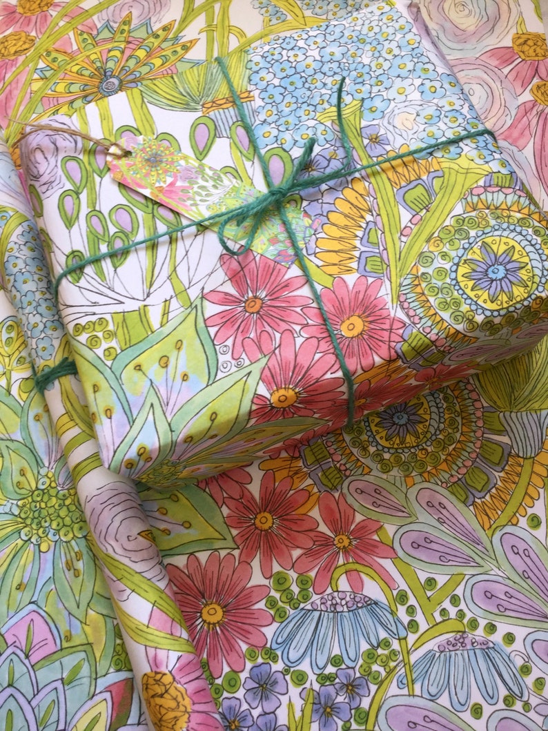 Wrapping Paper, Gift Wrap Paper, Recycled Wrapping Paper, Bohemian Boho Birthday, Decoupage Paper, Book Bing Craft Paper, Hippy Birthday image 6