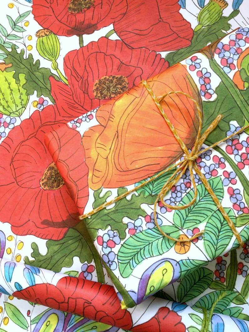 Gift Wrap Paper Recycled Wrapping Paper Poppy Gift Wrap Etsy Denmark