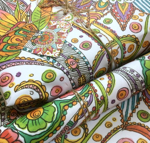 Recycled Gift Wrap, Boho Wrapping Paper, Decoupage Art Paper, Book