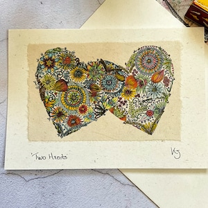 Carte coeur d'amour, carte coeur d'amour faite main, coeurs d'amour bohèmes, carte petite amie femme, anniversaire bohème, carte de mariage, carte de fiançailles fait main image 6