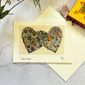 Carte coeur d'amour, carte coeur d'amour faite main, coeurs d'amour bohèmes, carte petite amie femme, anniversaire bohème, carte de mariage, carte de fiançailles fait main image 7