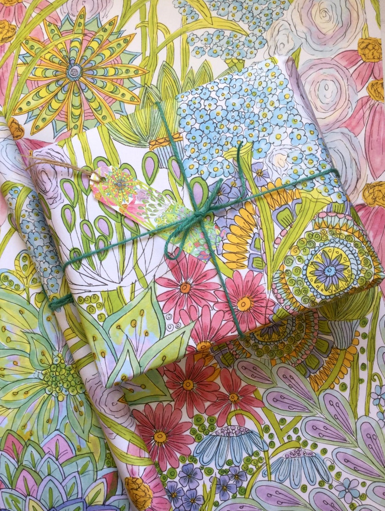 Wrapping Paper, Gift Wrap Paper, Recycled Wrapping Paper, Bohemian Boho Birthday, Decoupage Paper, Book Bing Craft Paper, Hippy Birthday image 2