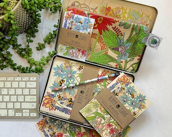 Bee Stationery Gift Box: Organic Cotton Pencil Case & Recycled Notebooks