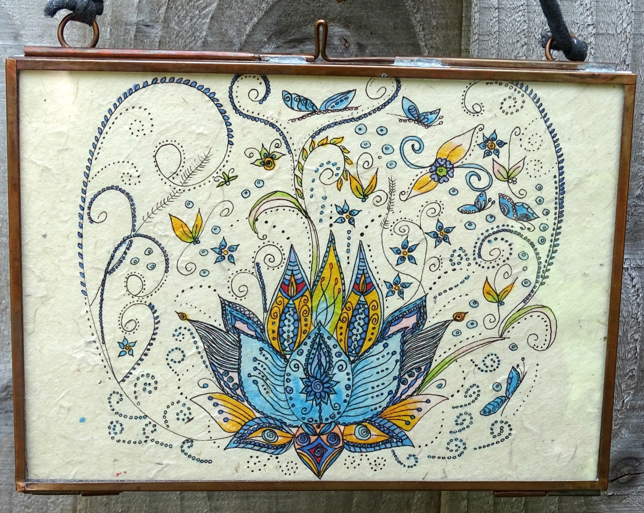 Lotus Flower Art Print Boho Wall Art Blue Lotus Flower Etsy