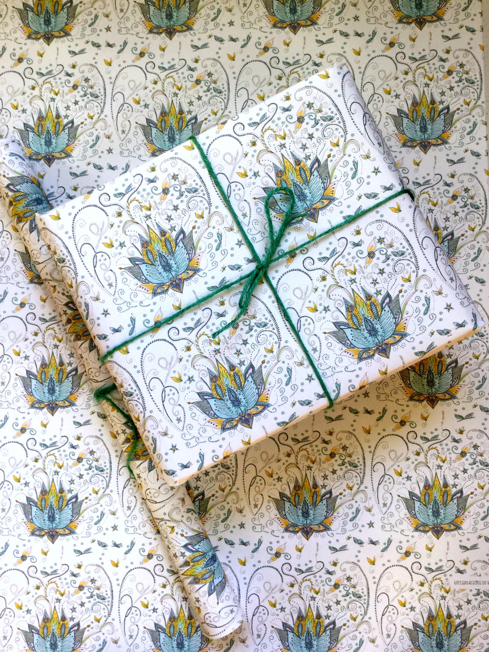 Lotus Flower Wrapping Paper Blue Lotus Flower Gift Wrap Etsy