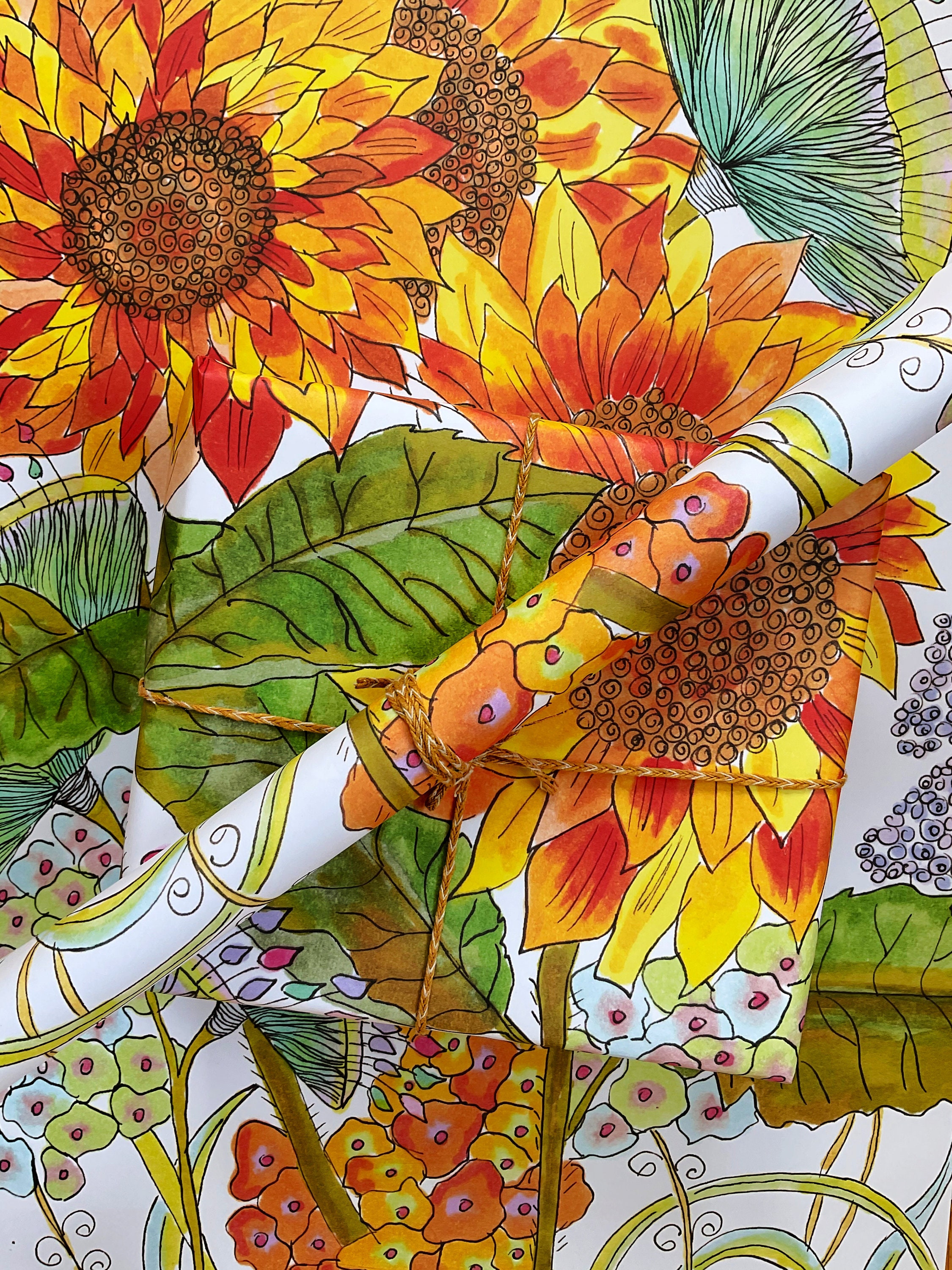 Recycled Wrapping Paper Sunflower Gift Wrap Eco Friendly Etsy UK