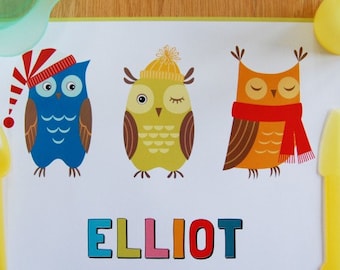 Personalised Owls Paper Placemat Birthday Party
