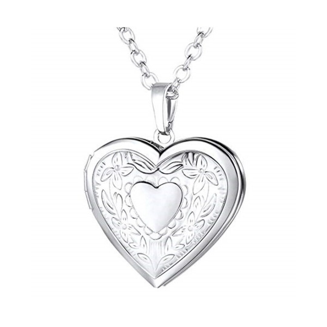 Heart Locket 32x33mm Stainless Steel Flower Heart Locket Etsy