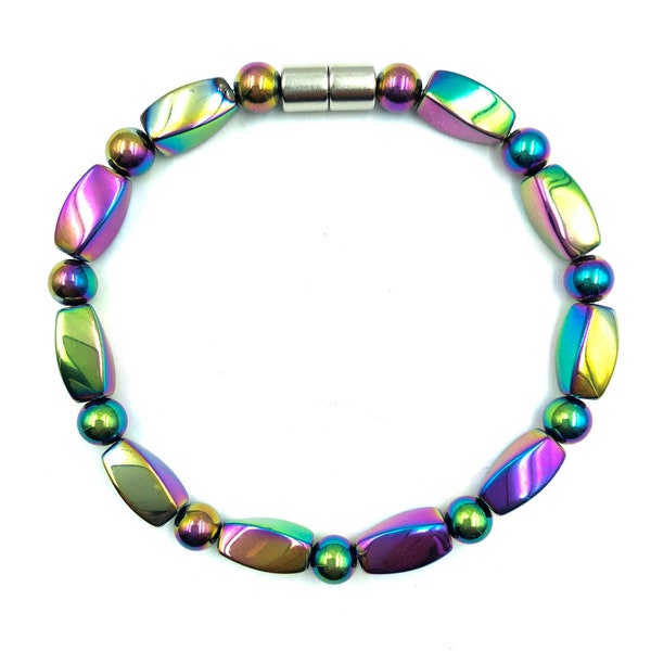 All Rainbow Magnetic Bracelet Hematite Bracelet On 50 LBS Tested Jewelry Line and Powerful Magnetic Clasp #MHB-903