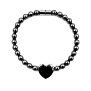 Magnetic Therapy  Bracelet 6mm Hematite Magnetic Beads With Big Heart In The Middle Magnetic Bracelets For Women #MHB-1501