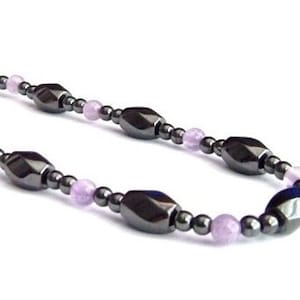 Amethyst Magnetic Hematite Necklace for Women, Therapeutic Magnetic Necklace #MHN-128