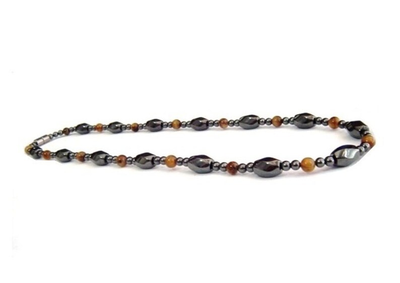 Magnetic Necklace Tiger Eye Magnetic Therapy Necklace Magnetic Hematite Necklace #MHN-127