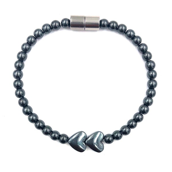Two Hearts Magnetic Therapy Bracelet Hematite Magnetic Beads Magnetic Bracelets for Women #MHB-1502