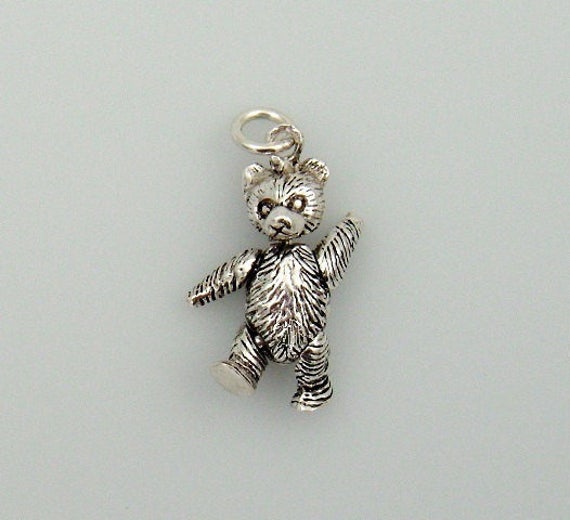 Solid .925 Sterling Silver Teddy Bear Pendants With Moveable | Etsy