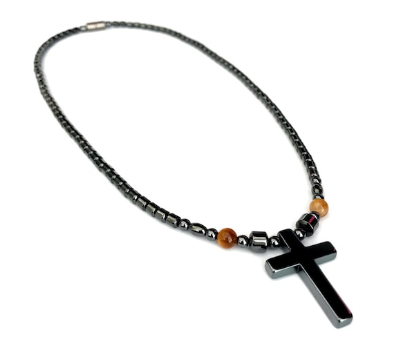 2 CROSS HEMATITE NECKLACES crosses jewelry hemitite men women necklace new