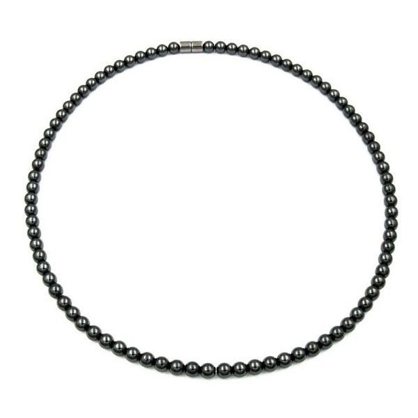 4mm Hematite Magnetic Therapy Necklace with Magnetic Clasp,  Therapeutic Magnetic Necklace for Men and Women #MHN-400