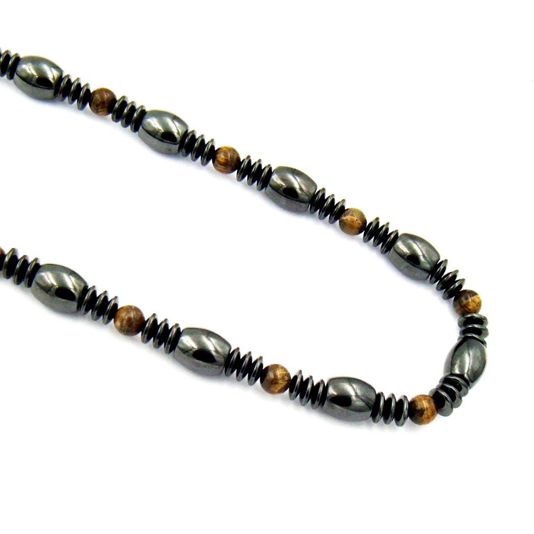 Necklace Real Hematite Necklace With Tiger Eye Beads