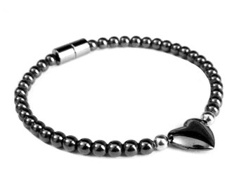 Middle Heart Magnetic Therapy Bracelet, Magnetic Hematite Bracelets For Women #MHB-1500
