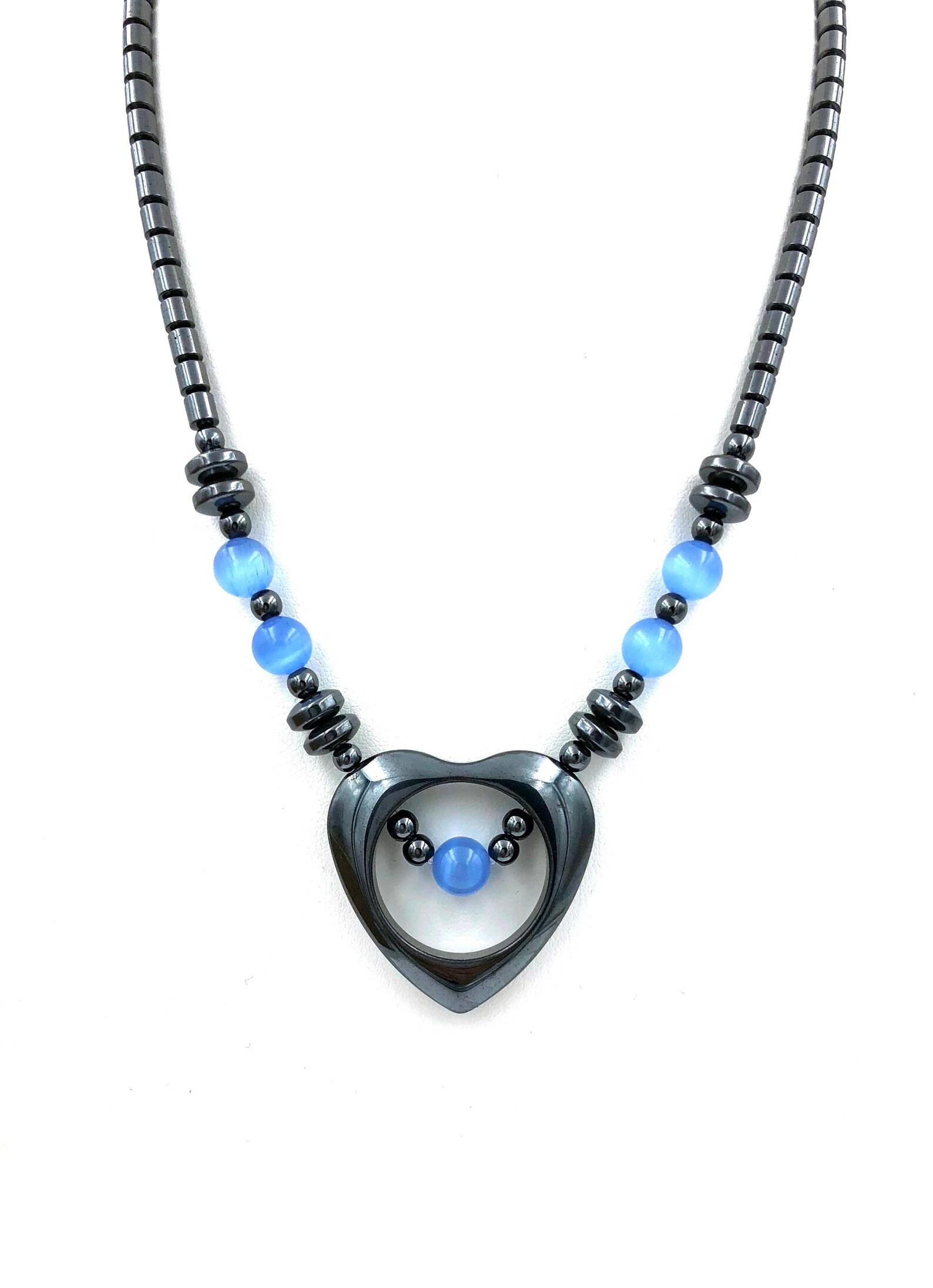 Heart Hematite Necklace Therapeutic Necklace Etsy