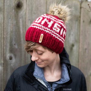 Knit Comfy Lettered Hat | WISCONSIN - DOUBLE STRIPED |