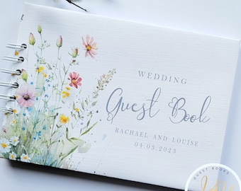 Personalised Wildflower Wedding Guest Book, Table Sign, Gift Box - Engagement / Anniversary / Birthday / Floral / Meadow Scrapbook Album