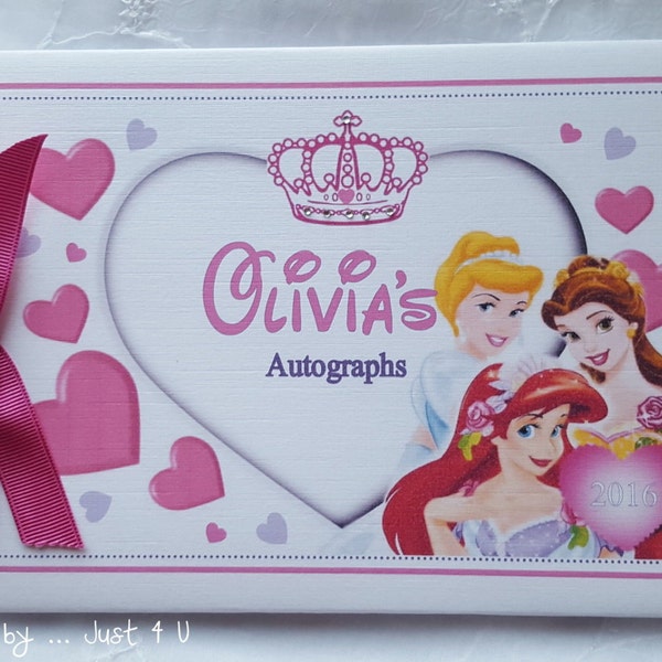 Personalised DISNEY AUTOGRAPH BOOK *Princess* Scrapbook Album