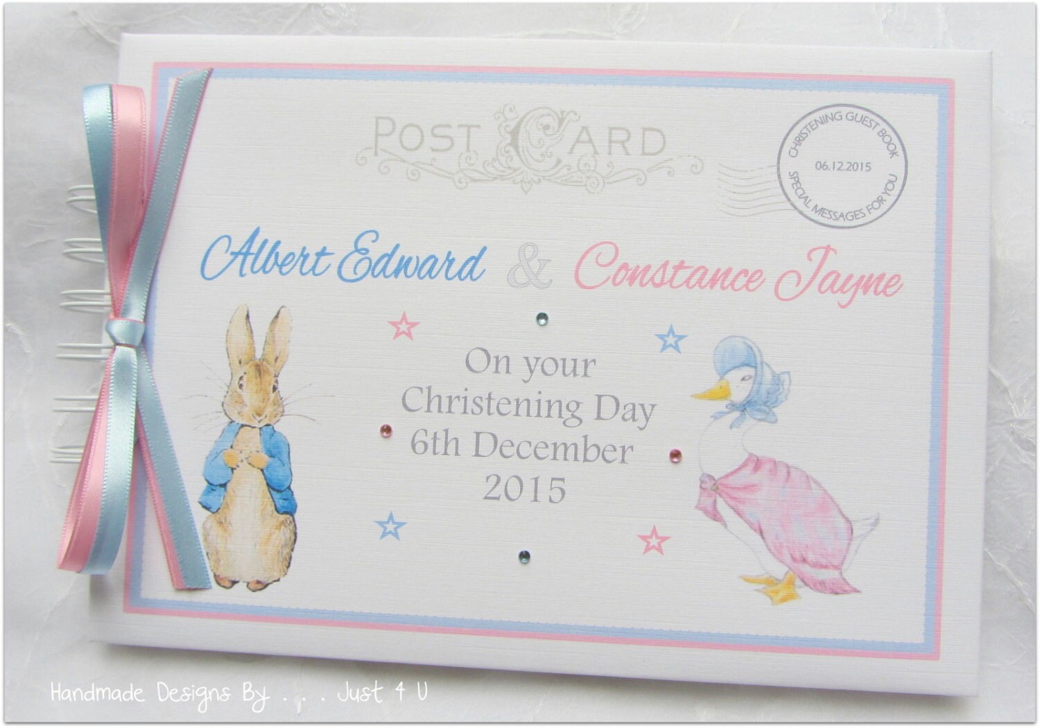 CHRISTENING GUEST BOOK NAMING DAY PERSONALISED* BEATRIX POTTER  INSPIRED 