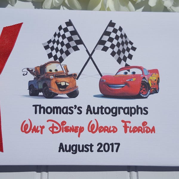 Personalised DISNEY " Cars" inspired AUTOGRAPH BOOK * Memory Photo Scrapbook Album