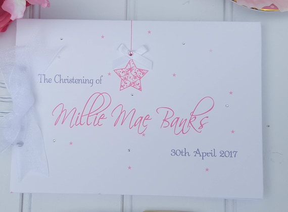 NAMING DAY PERSONALISED CHRISTENING GUEST BOOK STAR BABY SCRAPBOOK ALBUM