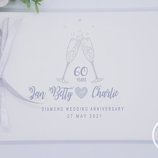 Personalised  - Silver / Ruby / Pearl / Golden / Diamond Wedding Anniversary /Engagement /  Guest Book / Scrapbook Memory Album