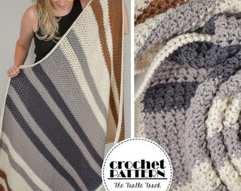 Farmhouse Blanket Crochet Pattern - Easy Crochet Blanket Pattern - PDF Digital Download
