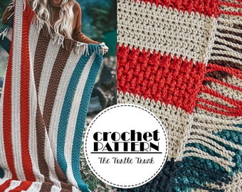 Bonfire Blanket Crochet Pattern - Easy Crochet Throw Blanket Pattern - pdf digital download