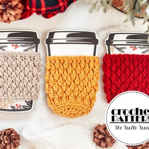 Country Cottage Cozy crochet pattern - Crochet Coffee Cup Cozy Pattern - Crochet Coffee Sleeve Pattern - pdf digital download