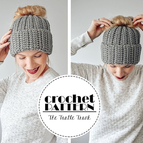Easy Breezy Bun Beanie Crochet Pattern Messy Bun Hat Crochet Etsy