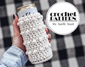 Picot Beverage Holder Crochet Pattern - Crochet Can Cozy Pattern - Crochet Coffee Cozy Pattern - 4 Sizes - Skinny Can Holder