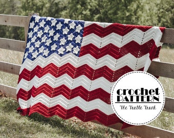 American Flag Blanket Crochet Pattern - USA Flag Blanket Crochet Pattern - PDF Digital Download Crochet Pattern