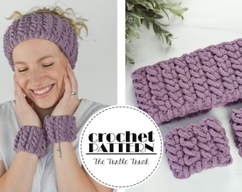 Spa Stirnband und Armband Häkelanleitung - Crochet Spa Set Pattern - PDF Digital Download