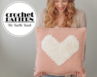 Bulky Love to Cuddle Pillow Crochet Pattern - Crochet Heart Pillow - Valentine's Day Crochet