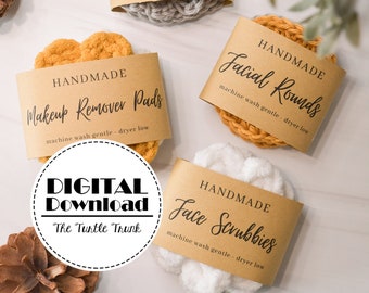 Handmade Face Set Wrap Labels - Printable Wrap Labels for Handmade Makeup Remover Pads, Cotton Pads, Facial Rounds, and Face Scrubbies