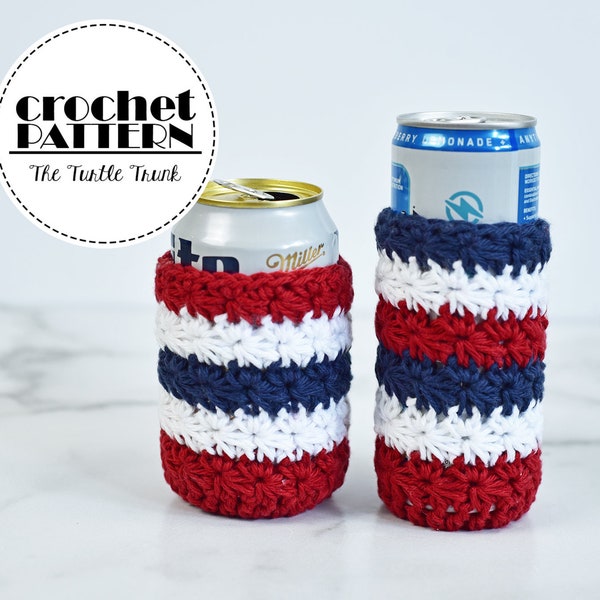 All Star Can Cozy Crochet Pattern - 12oz Regular Can and Skinny Can Holder Crochet Pattern - PDF Digital Download