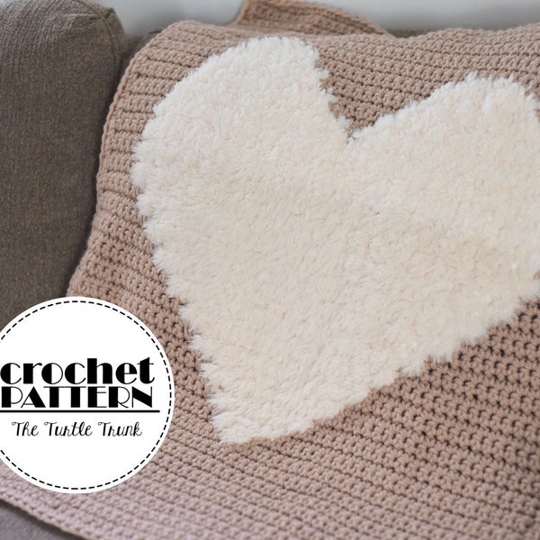 Love to Cuddle Blanket (bulky version) Crochet Pattern - Crochet Heart Blanket Pattern - PDF Digital Download