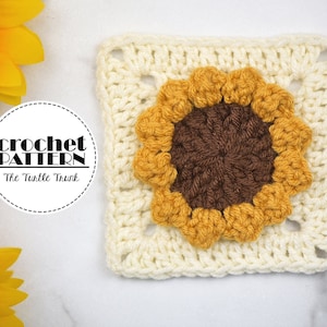 Sunflower Square Crochet Pattern - Crochet Sunflower Square - Crochet Square Pattern - PDF Digital Download