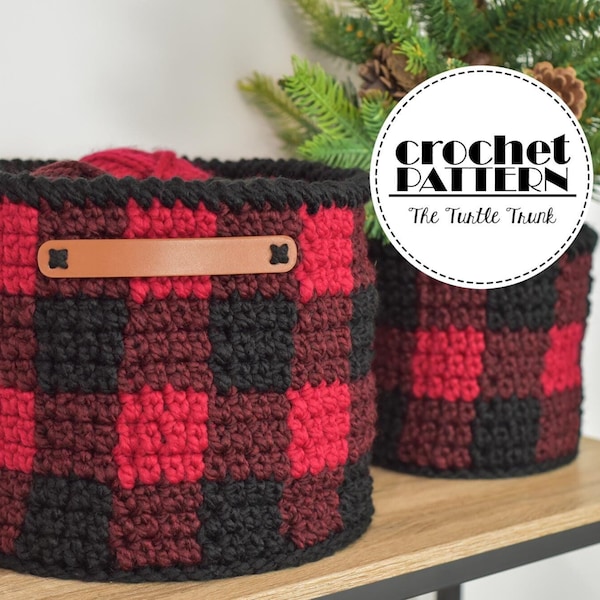 Modèle de panier à carreaux au crochet - Téléchargement numérique au format PDF