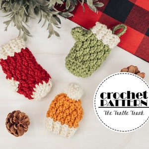 Country Cottage Minis Crochet Pattern - Mini Crochet Stocking, Mitten, and Beanie - PDF Digital Download