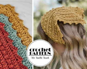 Picot Bandana Crochet Pattern - Easy Crochet Bandana Pattern - PDF Digital Download