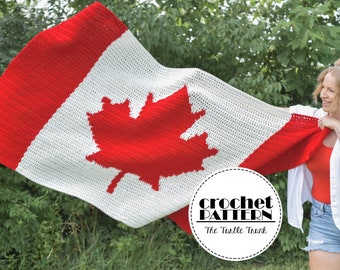 Canadian Flag Blanket Crochet Pattern - Crochet Canadian Flag Blanket Pattern - PDF Digital Download