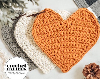 Patrón de agarradera de crochet con forma de corazón - Patrón de crochet para el día de San Valentín
