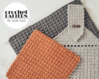 Farmhouse Dish Set Crochet Pattern - Crochet Dish / Wash Cloth, Dish Towel, and Hanging Towel Pattern - PDF Digital Download